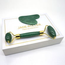 face facial care lifting rose quartz pink green stone jade roller & gua sha with box